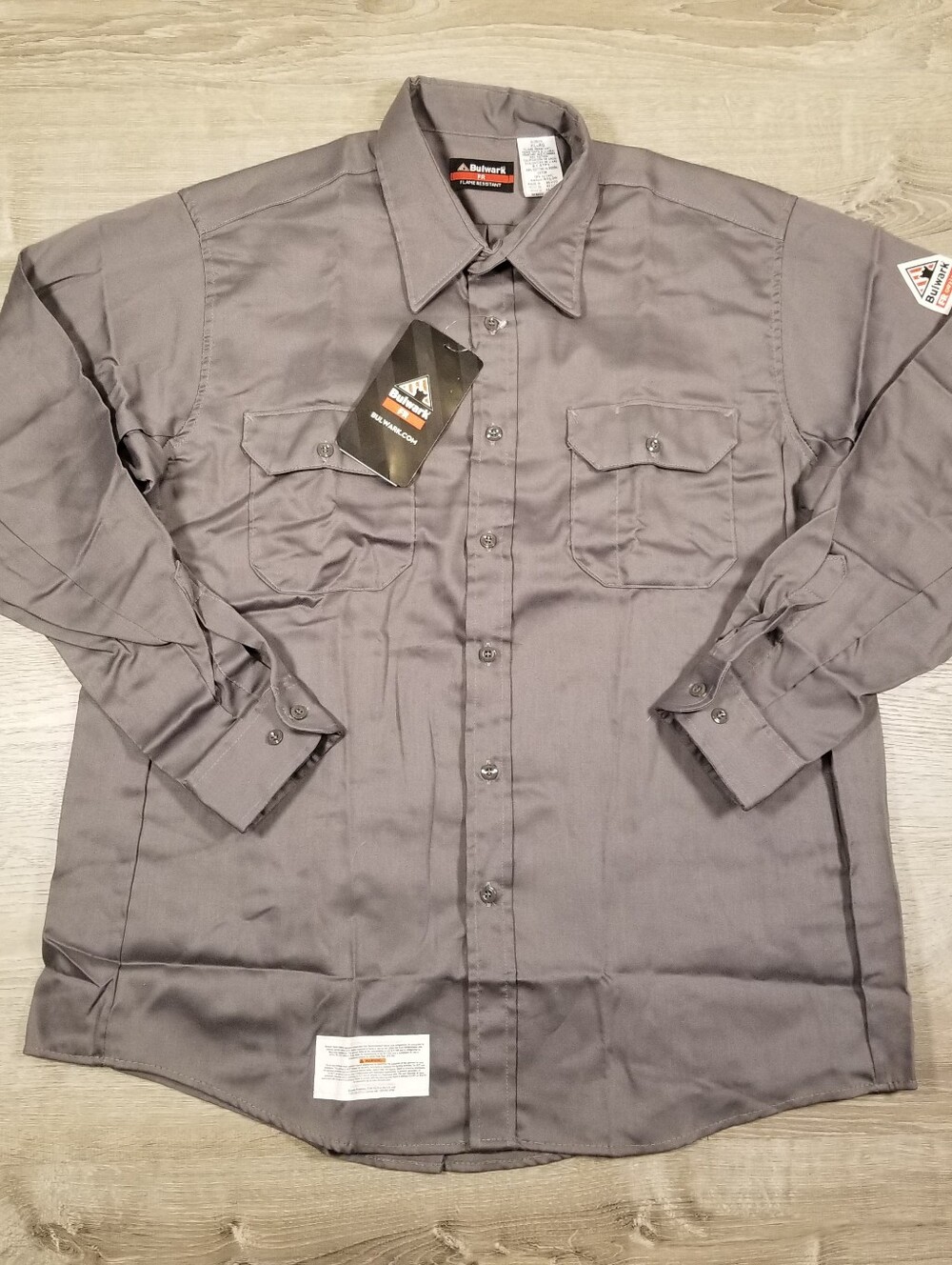 NWT Bulwark Midweight Excel FR Flame Resistant Work Shirt Gray Mens XL Cat 2